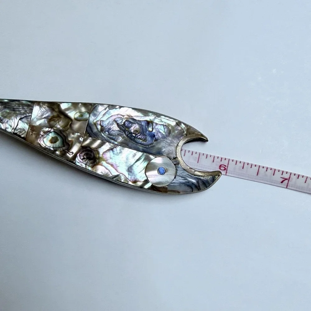Silver Abalone Fish Bottle Opener Mid Century Barware Gift Decor Coastal